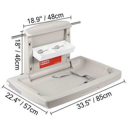 Horizontal Baby Changing Table Wall-mounted Baby Diaper Changing Station Vertical Fold Down Baby Changing Table