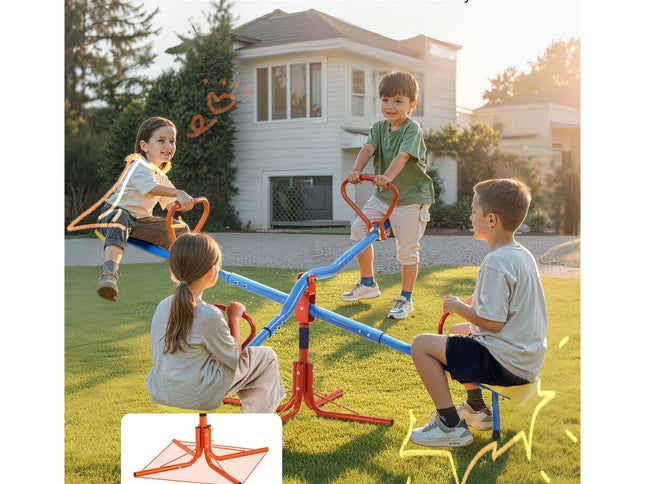 Kids 360¬∞ Rotating Seesaw ‚Äì 4 Seats, 49.9kg Capacity per Seat, Ages 3+