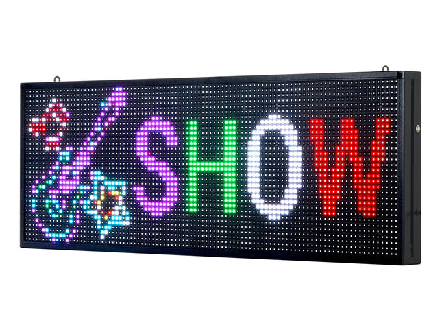 Programmable LED Sign, P10 Full Color Flexible Digital Scrolling Panel, DIY Custom Text Pattern GIF Display Board, Bluetooth APP Control Message Shop Sign for Store Business Advertising, 40x14 in