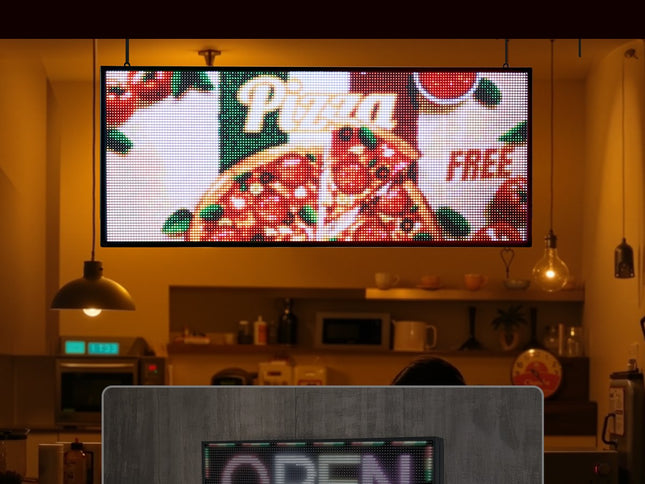 VEVOR Programmable LED Sign, P6 Full Color Flexible Digital Scrolling Panel, DIY Custom Text Pattern GIF Display Board, Bluetooth APP Control Message Shop Sign for Store Business Advertising, 40x18 in