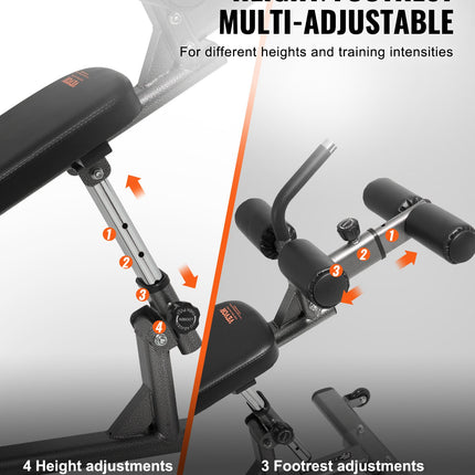 Sit Up Bench, Decline Ab Bench with Reverse Crunch Handle, with 4 Adjustable Height Settings, Heavy Duty Steel, 454 kg Capacity, for Home Gym Workouts, Strength Training, Full Body Muscles