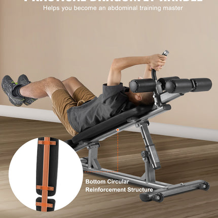 Sit Up Bench, Decline Ab Bench with Reverse Crunch Handle, with 4 Adjustable Height Settings, Heavy Duty Steel, 454 kg Capacity, for Home Gym Workouts, Strength Training, Full Body Muscles