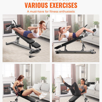 Sit Up Bench, Decline Ab Bench with Reverse Crunch Handle, with 4 Adjustable Height Settings, Heavy Duty Steel, 454 kg Capacity, for Home Gym Workouts, Strength Training, Full Body Muscles