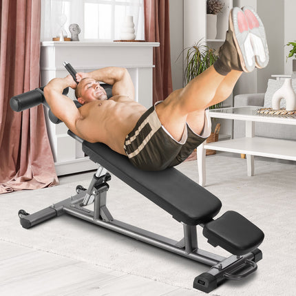 Sit Up Bench, Decline Ab Bench with Reverse Crunch Handle, with 4 Adjustable Height Settings, Heavy Duty Steel, 454 kg Capacity, for Home Gym Workouts, Strength Training, Full Body Muscles