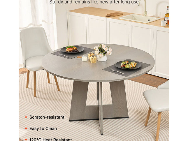 Round Wooden Dining Table ‚Äì 47in, Seats 4‚Äì6, Grey (Table Only)