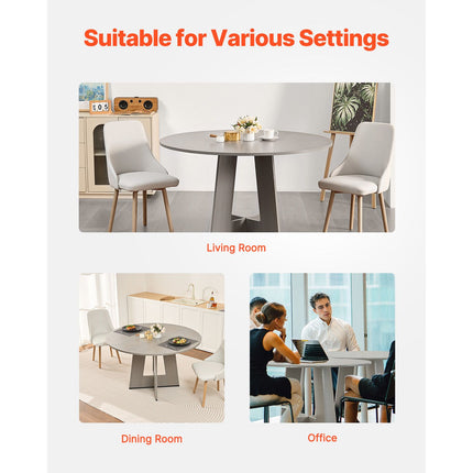Round Dining Table, 47 inch Wood Table for 4-6 Person, Farmhouse Circle Dinner Furniture, Rustic Leisure Tables with Thick Wooden Legs, for Home Kitchen Living Room, Grey (Only Table)