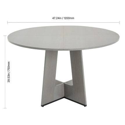 Round Dining Table, 47 inch Wood Table for 4-6 Person, Farmhouse Circle Dinner Furniture, Rustic Leisure Tables with Thick Wooden Legs, for Home Kitchen Living Room, Grey (Only Table)