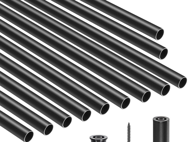 Round Aluminium Stair Balusters with Rail Caps & Screws ‚Äì 32 x 0.75in, 101 Pack, Black