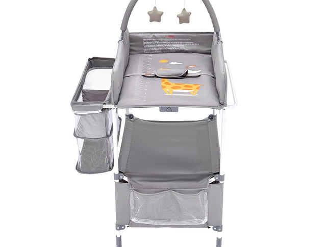 Foldable Height-Adjustable Baby Changing Table with 2 Drawers & Lockable Wheels ‚Äì Light Grey