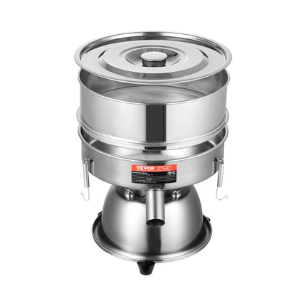 Automatic Electric Vibrating Sieve, Stainless Steel Sifter Shaker Machine with 10+60 Mesh, 45W Automatic Powder Sifter Machine Countertop, Electric Sieve Shaker for Flour Powers, Mungbean, Rice