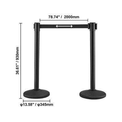 Crowd Control Stanchions, 6-Pack Crowd Control Barriers with 3PCS 6.5FT Black Retractable Belts, Plastic Stanchion Queue Post, Belt Barriers Line Divider Stanchion Set for Airport, Exhibition