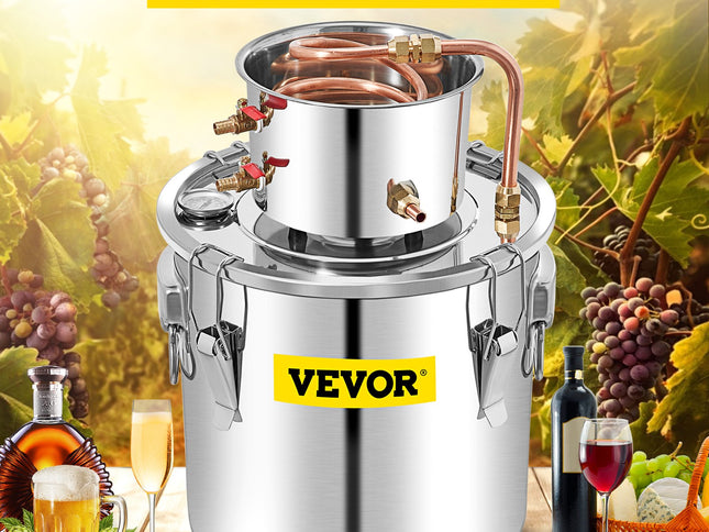 50L Water Alcohol Distiller Copper Moonshinestill Brewing w/ Water Pump
