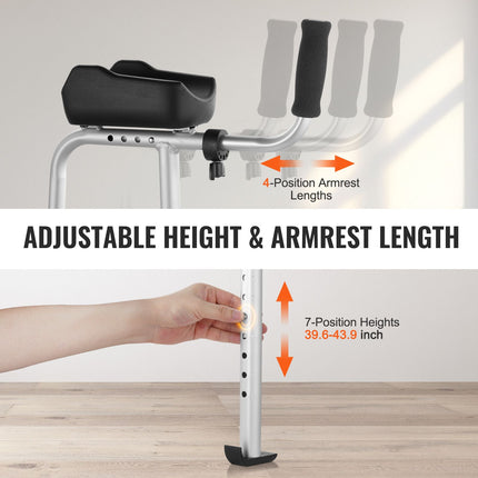 2-in-1 Folding Aluminium Walker with Removable Armrests ‚Äì Adjustable Height, 5in Wheels, 450lbs Capacity