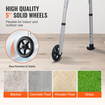 2-in-1 Folding Aluminium Walker with Removable Armrests ‚Äì Adjustable Height, 5in Wheels, 450lbs Capacity