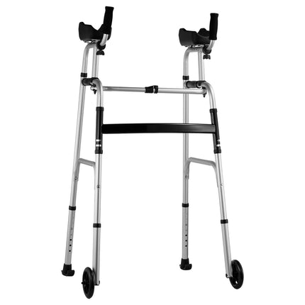 2-in-1 Folding Aluminium Walker with Removable Armrests ‚Äì Adjustable Height, 5in Wheels, 450lbs Capacity
