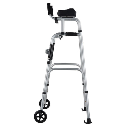 2-in-1 Folding Aluminium Walker with Removable Armrests ‚Äì Adjustable Height, 5in Wheels, 450lbs Capacity