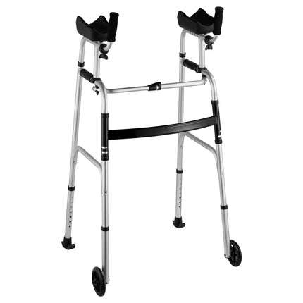 2-in-1 Folding Aluminium Walker with Removable Armrests ‚Äì Adjustable Height, 5in Wheels, 450lbs Capacity