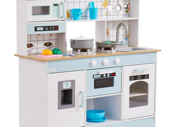 VEVOR Kitchen Playset Kids Pretend Cooking Play Toy 24 Piece Accessories White