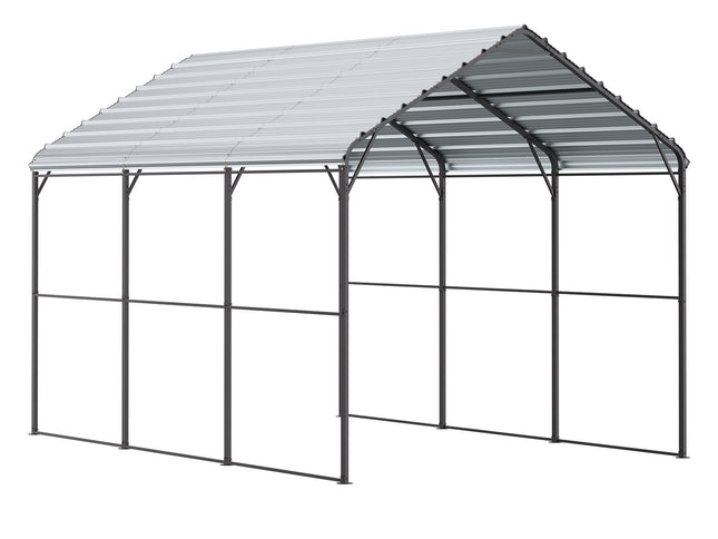 VEVOR Heavy Duty Metal Carport, 10' x 15' Outdoor Carport with Galvanized Steel Frame & Roof, Car Tent Garage Shade with Removable Sidewalls, Multi-Use Car Shelter for Pickup, Boat, Car & Tractors
