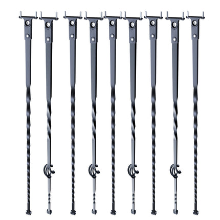 Staircase Metal Balusters, 44'' x 1/2" Galvanized Steel Decorative Banister Spindles, 10 Pack Deck Baluster with Hollow Single Baskets, Twists, Spiral Stair Railing w/ Shoes & Screws