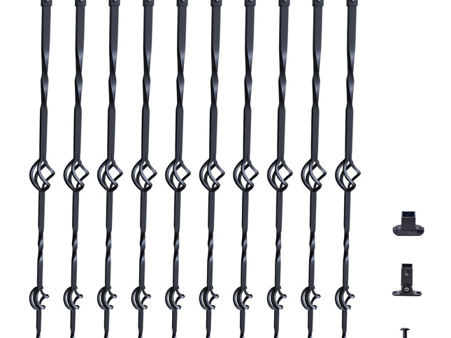 Galvanised Steel Stair Balusters, Double Basket Design ‚Äì 44 x 0.5in, 10 Pack, with Shoes & Screws