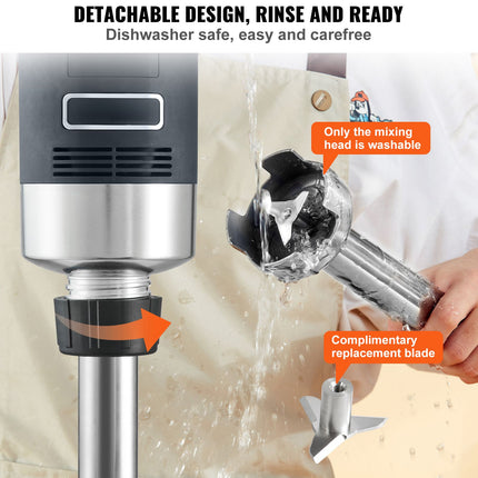 Commercial Variable-Speed Immersion Blender with 304 Stainless Steel Blade ‚Äì 750W, 12in
