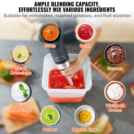Commercial Variable-Speed Immersion Blender with 304 Stainless Steel Blade ‚Äì 750W, 12in