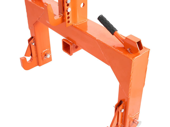 3-Point Quick Hitch with 2 in Receiver, 3000 Lbs Lift Capacity, 3-Pt Hitch with 5 Level Adjustable Bolt, Adaptation to Category 1 & 2 Tractor, Heavy Duty 3 Point Attachments, Orange
