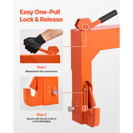 3-Point Quick Hitch with 2 in Receiver, 3000 Lbs Lift Capacity, 3-Pt Hitch with 5 Level Adjustable Bolt, Adaptation to Category 1 & 2 Tractor, Heavy Duty 3 Point Attachments, Orange