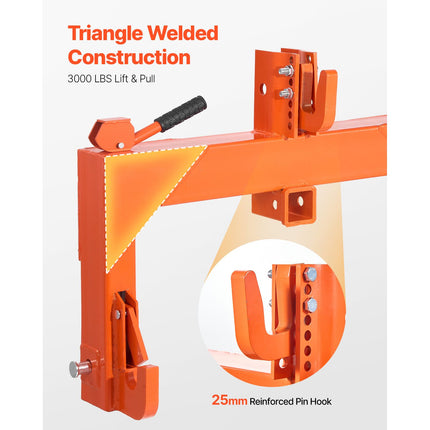 3-Point Quick Hitch with 2 in Receiver, 3000 Lbs Lift Capacity, 3-Pt Hitch with 5 Level Adjustable Bolt, Adaptation to Category 1 & 2 Tractor, Heavy Duty 3 Point Attachments, Orange