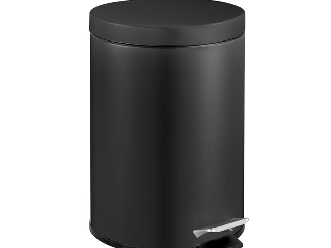 5L Round Stainless Steel Pedal Bin - Black
