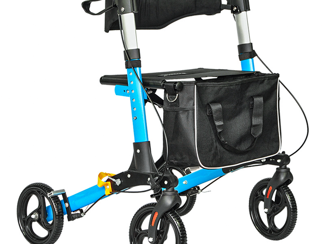Alston 2 In 1 Foldable X-Fold Mobility Walker Rollator Chair Aid 8 Inch Wheel Max Load 136KG with Zippered Storage Bag for Elderly Seniors Indoor Outdoor Use