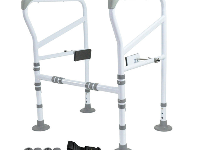 Toilet Frame Support Standing Disability Assist Aid Safety Grab Handle Rail Height and Width Adjustable For Elderly Disabled Max Load 150Kg