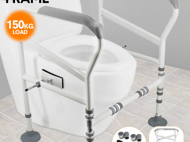 Toilet Frame Support Standing Disability Assist Aid Safety Grab Handle Rail Height and Width Adjustable For Elderly Disabled Max Load 150Kg