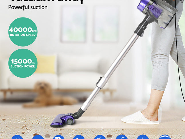 Devanti Stick Vacuum Cleaner Handheld Corded 450W Purple