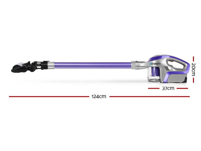 Devanti Stick Vacuum Cleaner Roller Brush Cordless 150W Purple