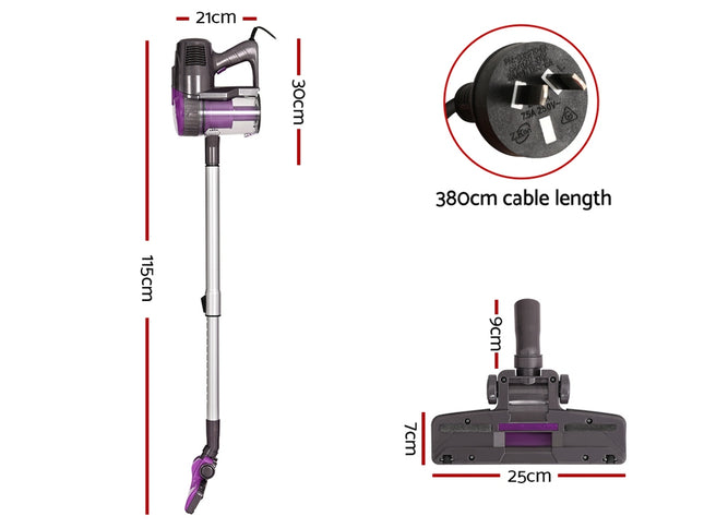Devanti Stick Vacuum Cleaner Bagless Corded 500W Purple