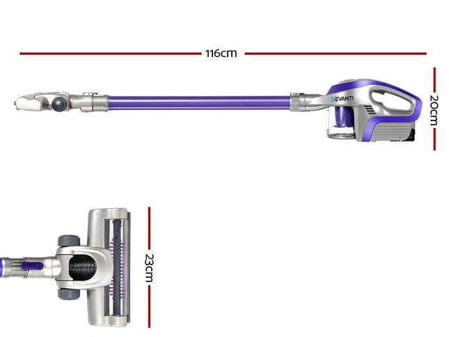 Devanti Stick Vacuum Cleaner Cordless HEPA Filter Purple 150W