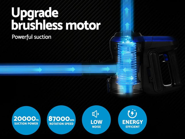 Devanti Stick Vacuum Cleaner Brushless Cordless 250W Blue