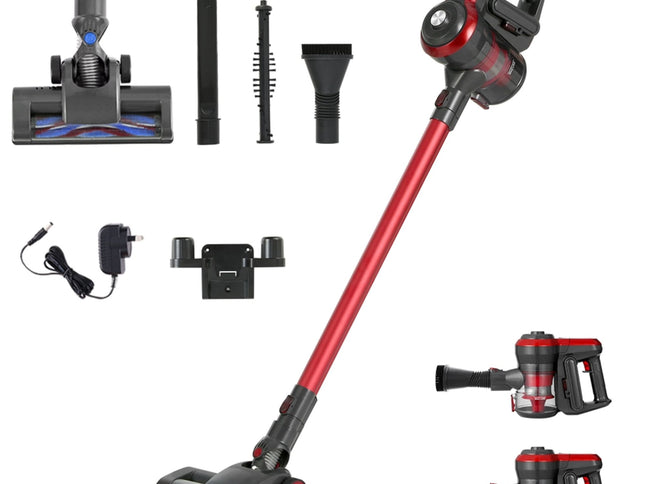 Devanti Stick Vacuum Cleaner Brushless Cordless 250W Red