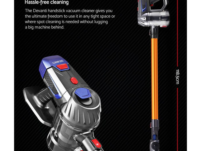Devanti Stick Vacuum Cleaner Bagless Cordless 150W Gold