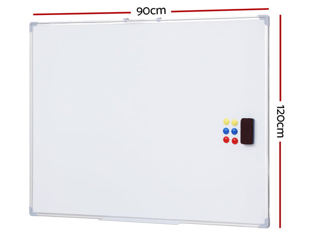 Magnetic Whiteboard 90x120cm Erase Board Marker Eraser Tray Home Office School
