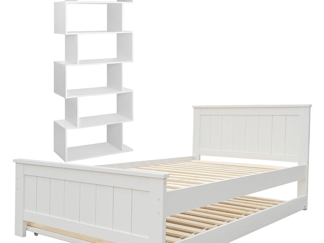 Artiss Bed Frame King Single and Bookshelf