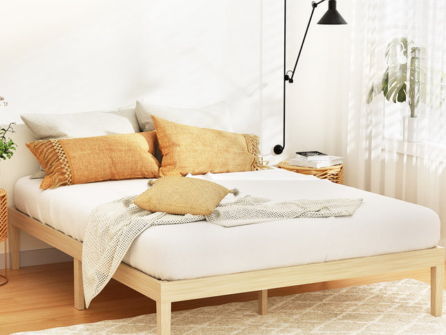 Artiss Bed Frame Double Size Wooden Base Mattress Platform Timber Pine BRUNO