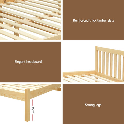 Artiss Bed Frame Double Size Wooden Oak SOFIE