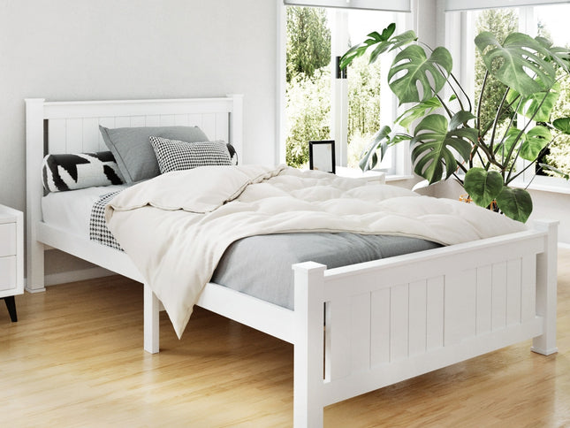 Artiss Bed Frame King Single Size Wooden White RIO