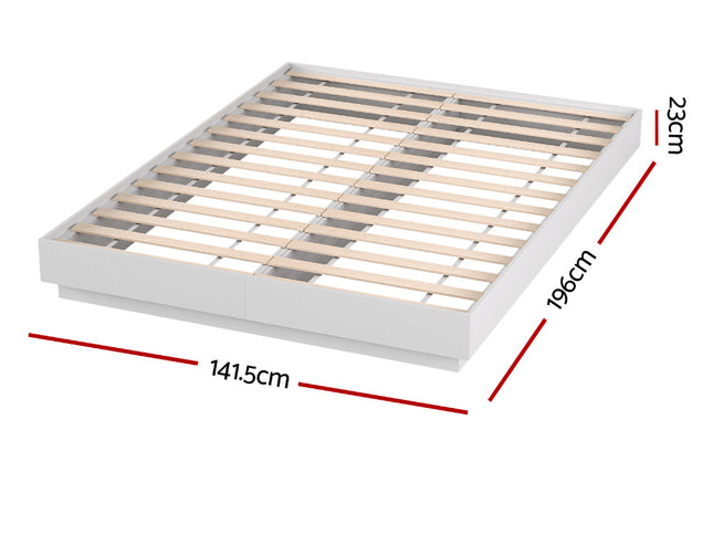 Artiss Double Bed Frame with 16Colour Led Light Wooden Platform Bed Base DAYGLOW