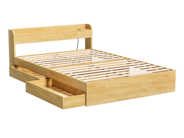 Artiss Bed Frame Double Size with Charging Ports and 2 Drawers AURA