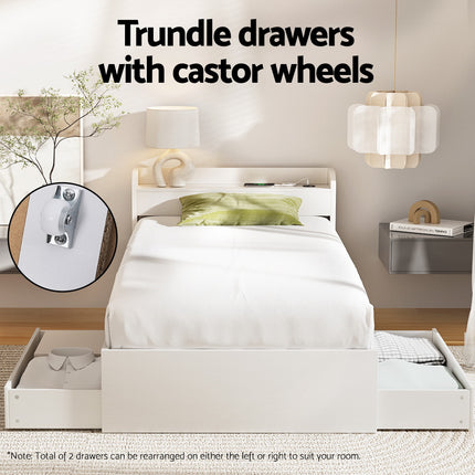 Artiss Bed Frame Single Size with Charging Ports and 2 Drawers AURA