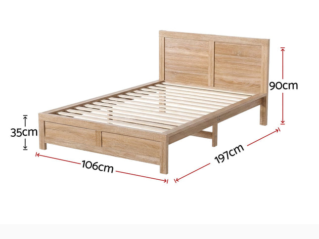 Artiss Single Bed Frame Wooden Bed Base Walnut